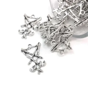 1, 4, 20 or 50 Pieces: Silver Branch Lucifer Sigil Satan Pendants