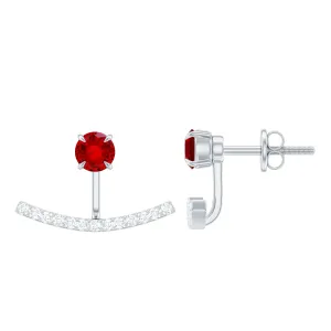 1 CT Lab Grown Ruby and Diamond Classic Jacket Earrings