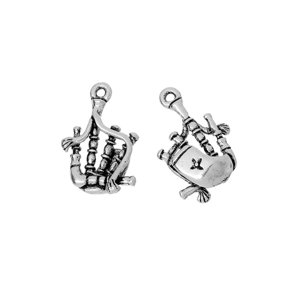 10 Pcs Tibetan Silver BAGPIPES 28mm x 17mm Charms Pendants, Lead & Nickel Free Metal Charms Pendants Beads