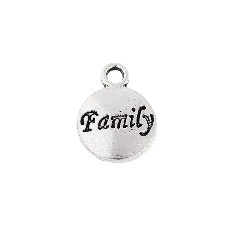 10 Pcs Tibetan Silver Family Disc 15mm x 12mm Charms Pendants