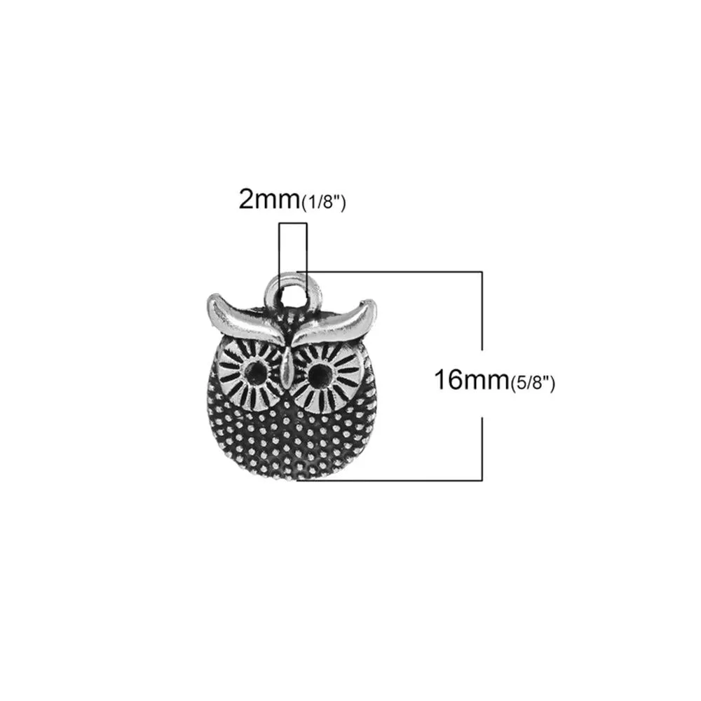 10 Pcs Tibetan Silver HALLOWEEN OWL 16mm x 12mm Charms Pendants, Lead & Nickel Free Metal Charms Pendants Beads