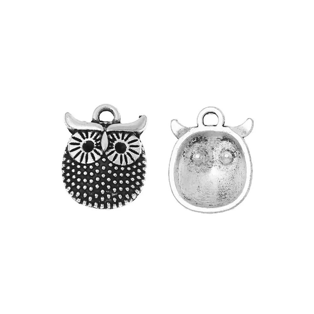 10 Pcs Tibetan Silver HALLOWEEN OWL 16mm x 12mm Charms Pendants, Lead & Nickel Free Metal Charms Pendants Beads