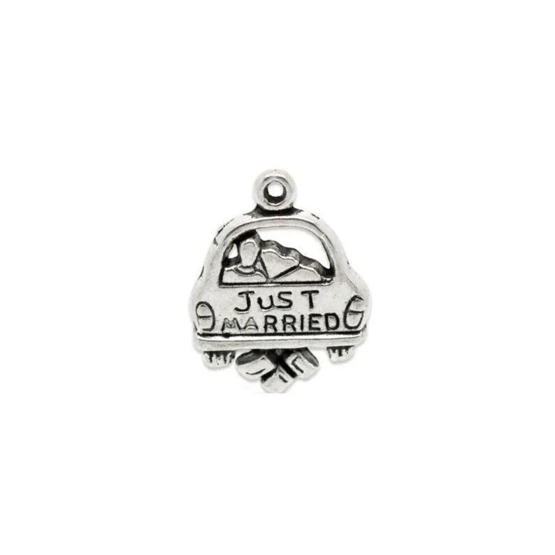 10 Pcs Tibetan Silver Just Married Wedding Car 20mm x 16mm Charms Pendants