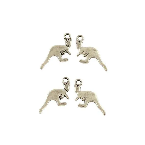 10 Pcs Tibetan Silver Kangaroo and Baby Australia Wallaby 16X24mm Charms Pendants