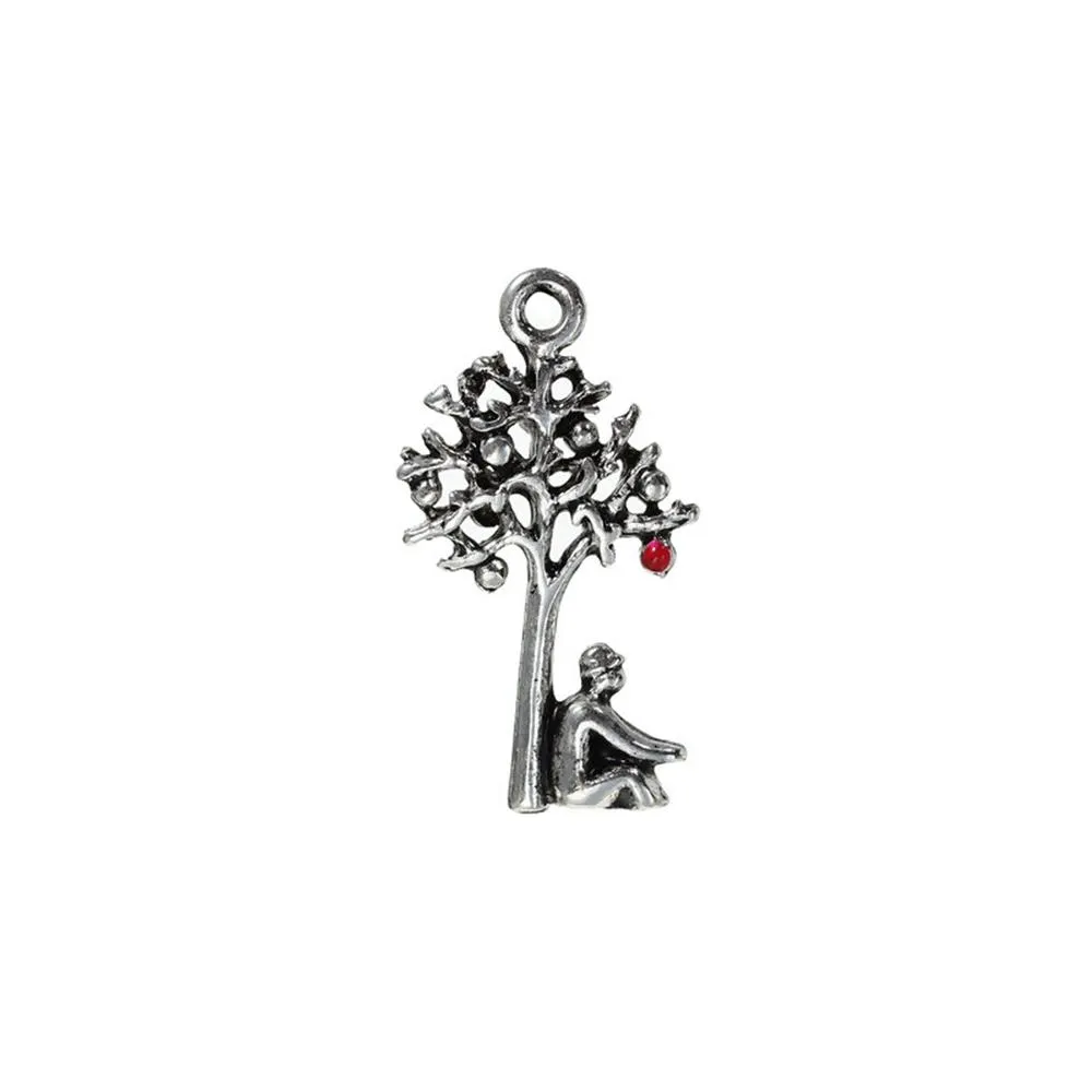 10 Pcs Tibetan Silver NEWTON GRAVITY APPLE TREE 25mm x 14mm Charms Pendants, Lead & Nickel Free Metal Charms Pendants Beads