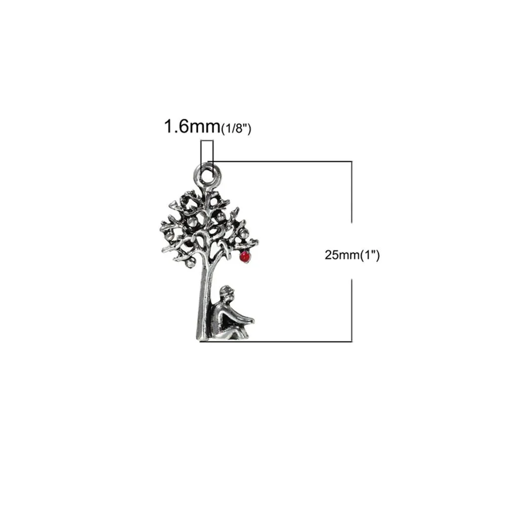 10 Pcs Tibetan Silver NEWTON GRAVITY APPLE TREE 25mm x 14mm Charms Pendants, Lead & Nickel Free Metal Charms Pendants Beads