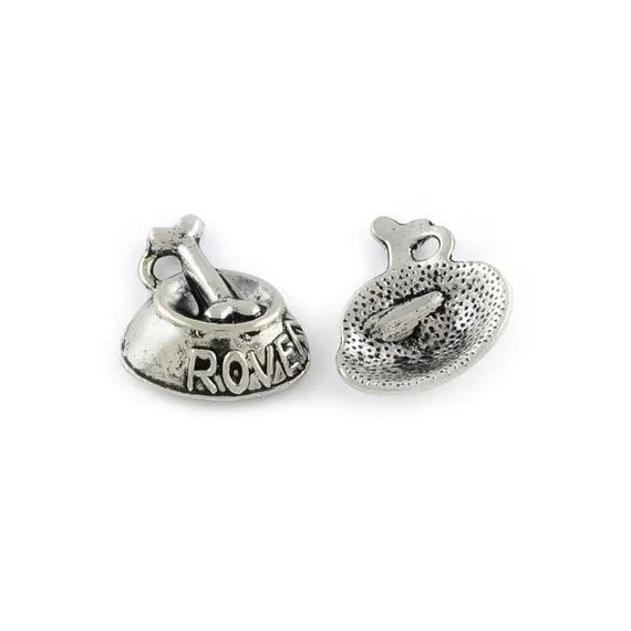 10 Pcs Tibetan Silver Rover Dog Bowl and Bone 20X18mm Charms Pendants