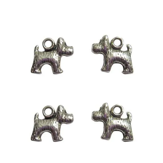 10 Pcs Tibetan Silver Scotty Schnauzer Highland Terrier Dog 13X14mm 3D Charms Pendants