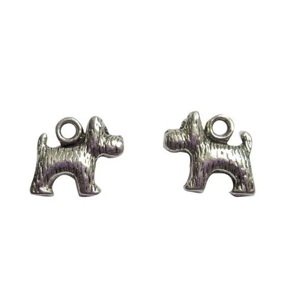 10 Pcs Tibetan Silver Scotty Schnauzer Highland Terrier Dog 13X14mm 3D Charms Pendants