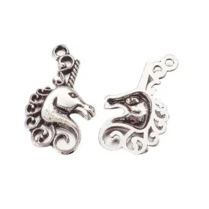 10 Pcs Tibetan Silver Unicorn Head 26X15mm Charms Pendants