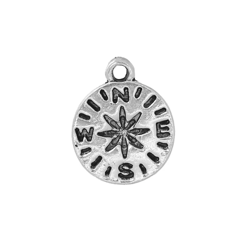 10 Tibetan Silver TRAVEL COMPASS 16mm x 13mm Charms Pendants, Lead & Nickel Free Metal Charms Pendants Beads