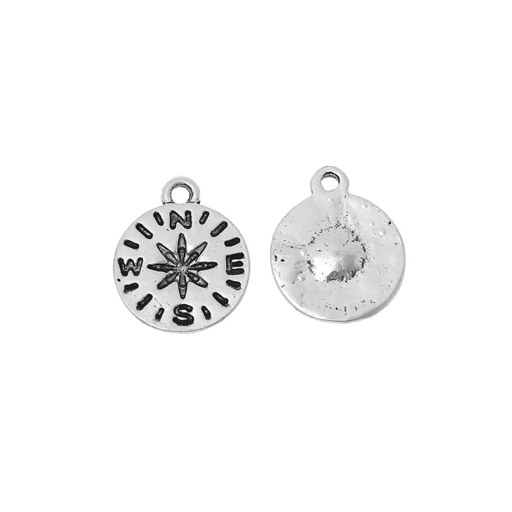 10 Tibetan Silver TRAVEL COMPASS 16mm x 13mm Charms Pendants, Lead & Nickel Free Metal Charms Pendants Beads