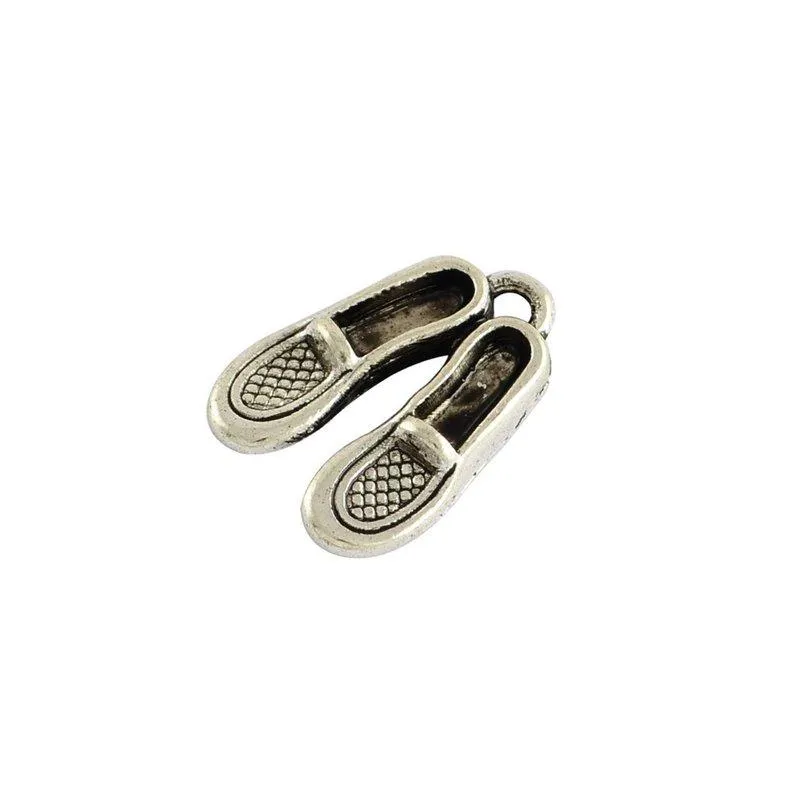 10Pcs Tibetan Silver Shoe Pair Man's Slippers 3D 18mm x 13mmCharms Pendants