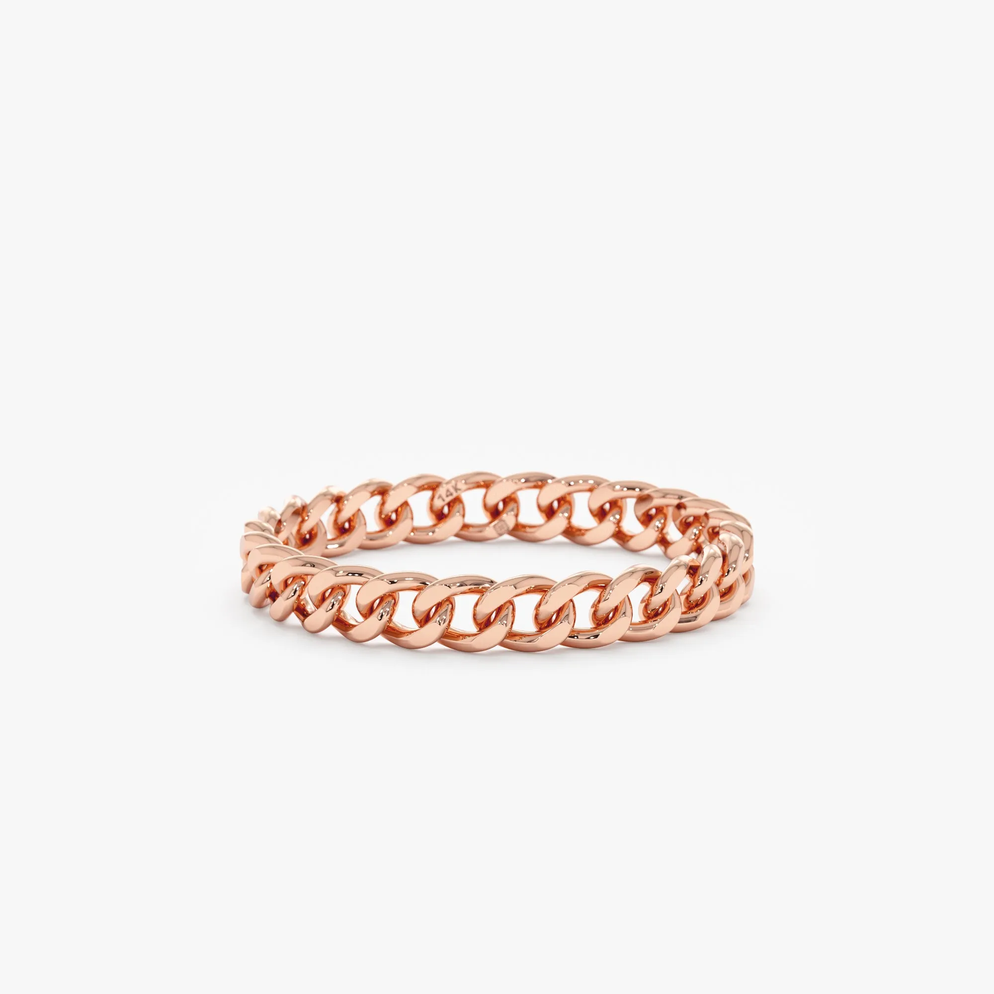 14k Gold Cuban Chain Ring - 3 mm, Mira