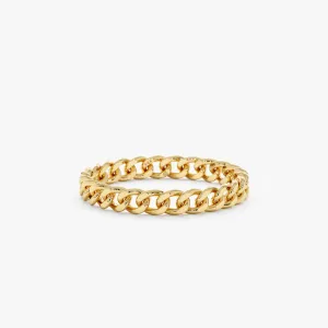 14k Gold Cuban Chain Ring - 3 mm, Mira