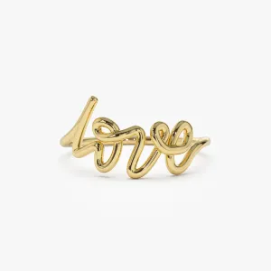 14K Gold Script Love Ring