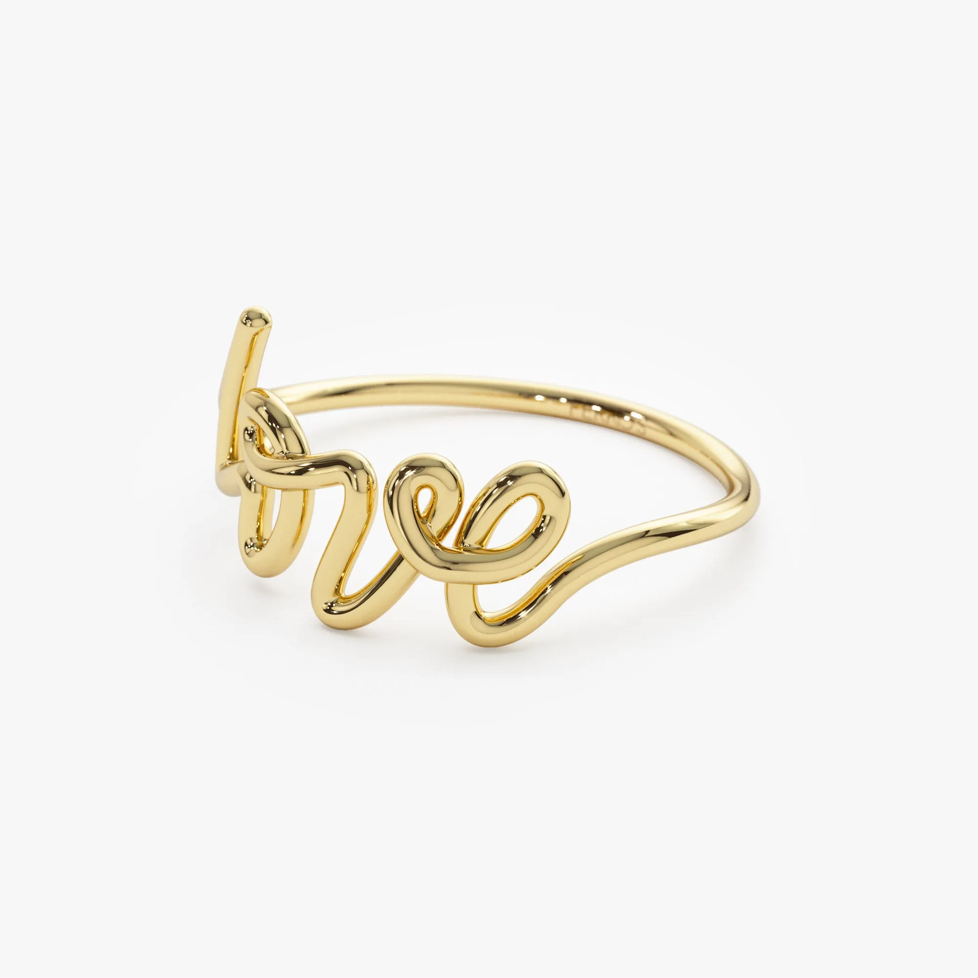 14K Gold Script Love Ring