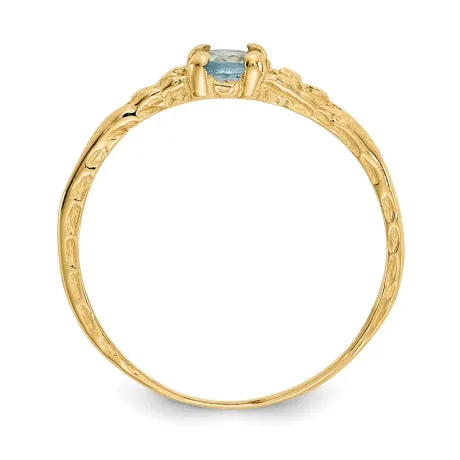 14k Madi K 3mm Aquamarine Birthstone Baby Ring