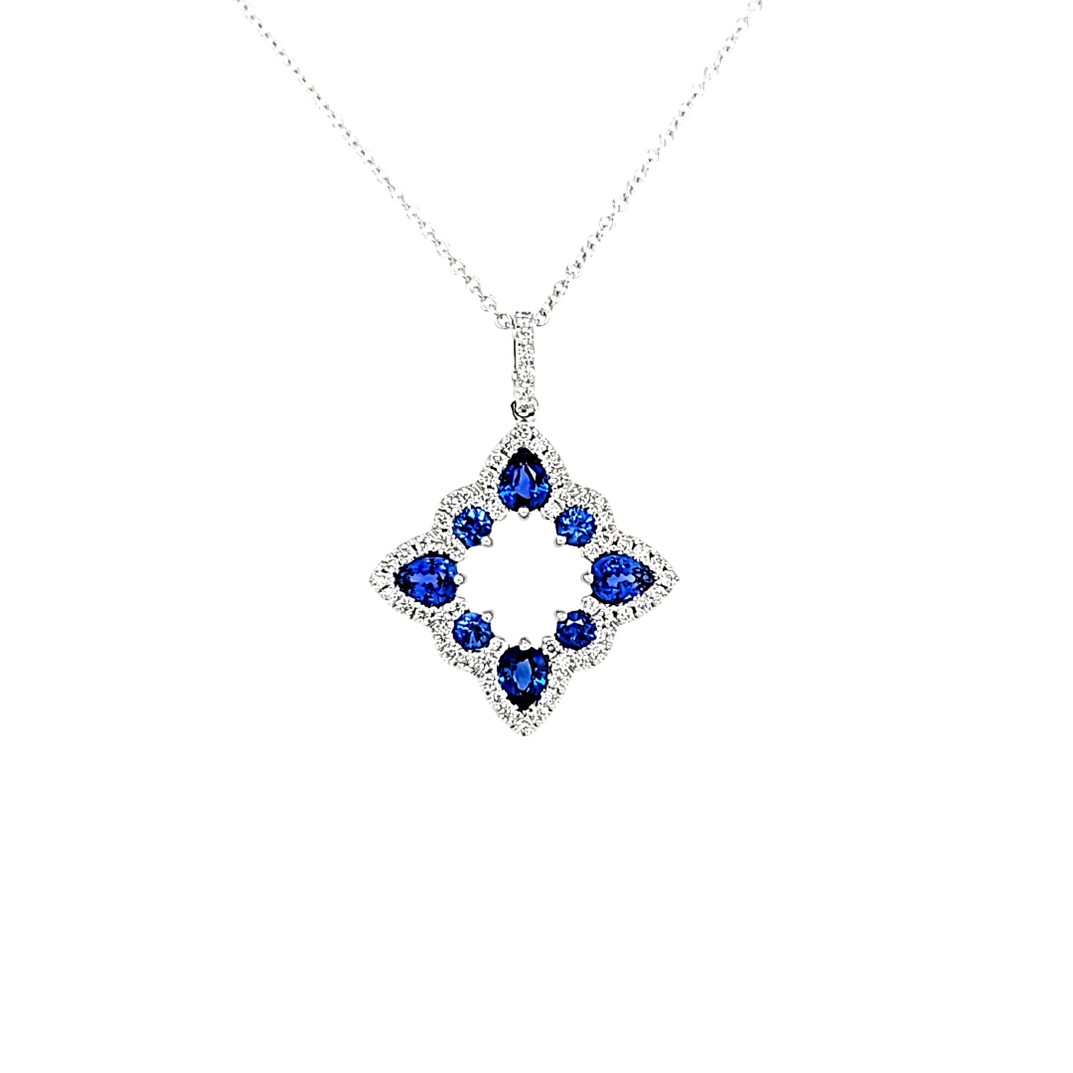 14k White Gold Sapphire Necklace (I7852)