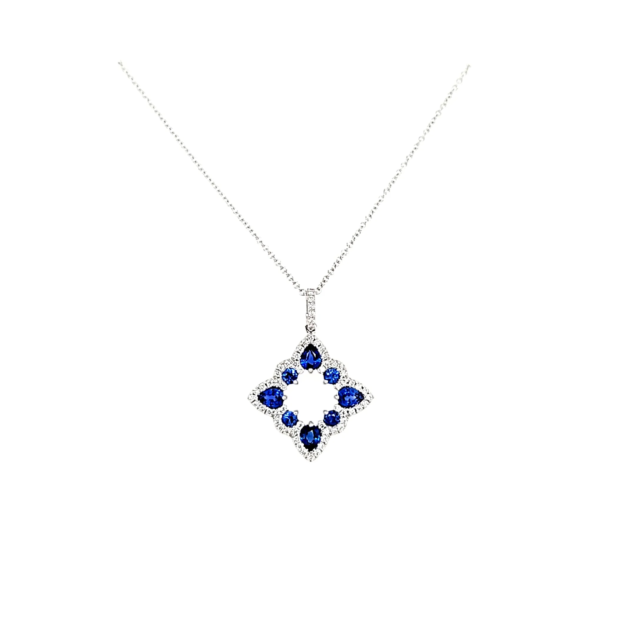 14k White Gold Sapphire Necklace (I7852)