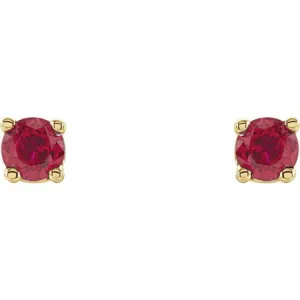 14K Yellow 2.5 mm Lab-Grown Ruby Stud Earrings