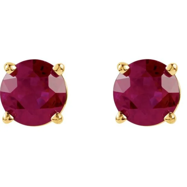 14K Yellow 5 mm Lab-Grown Ruby Stud Earrings