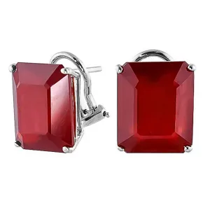 15 Carat 14K Solid White Gold French Clips Earrings Natural Rubies