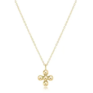 16" Classic Beaded Signature Cross Gold Charm Necklace- 4mm Bead