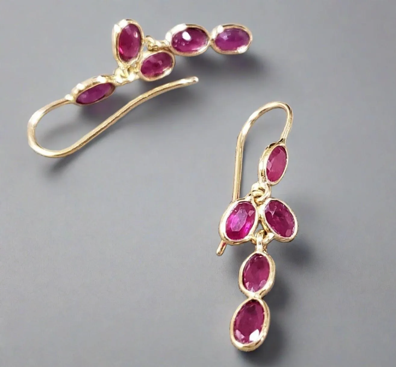 18k Gold Natural Red Ruby Earrings