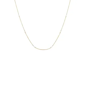 18K Gold Pearl Station Necklace