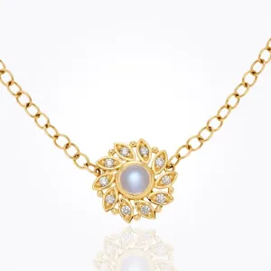 18K Sole Necklace with royal blue moonstone and diamond