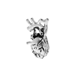 2 Pcs Tibetan Silver Heart Anatomical Science 27mm x 14mm 3D Charms Pendants