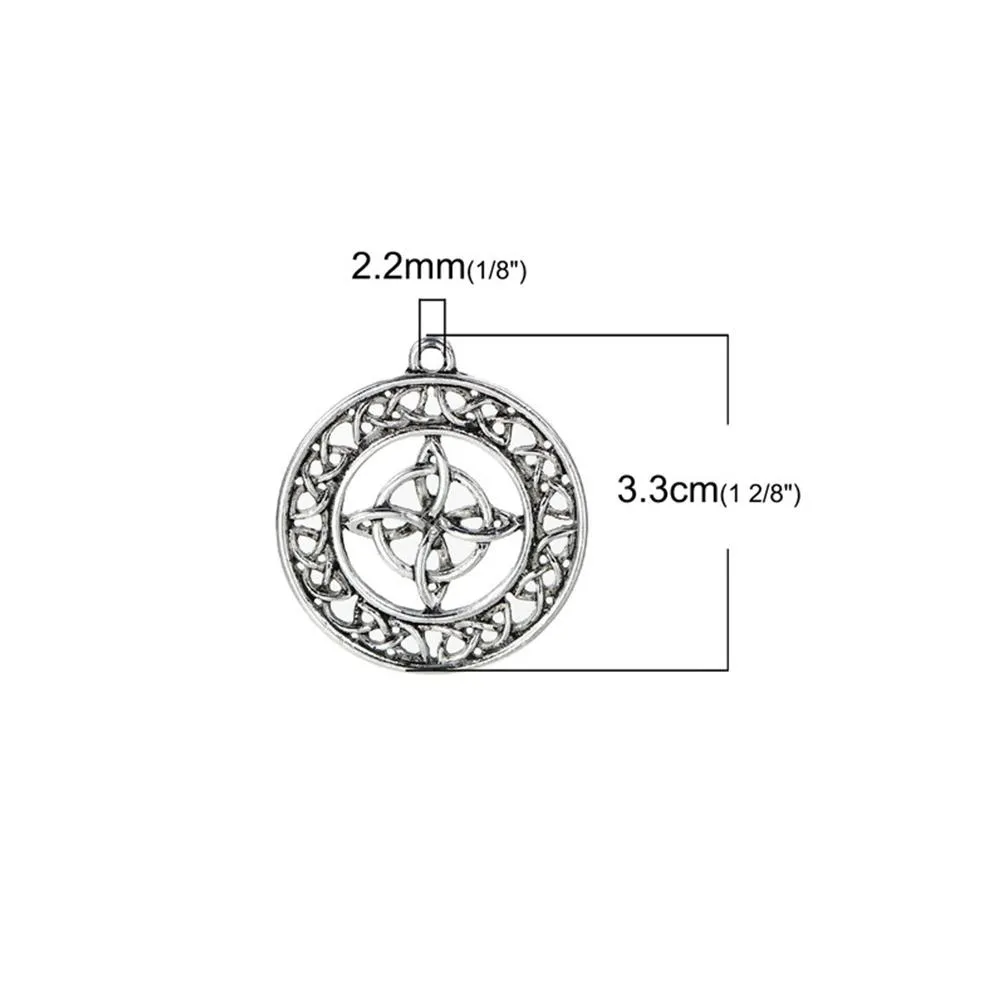 5 Pcs Tibetan Silver CELTIC KNOT CARVED 33mm x 29mm Charms Pendants, Lead & Nickel Free Metal Charms Pendants Beads