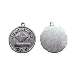 5 Pcs Tibetan Silver Graduation Day Disc With Degree Scroll and Hat 26X23mm 3D Charms Pendants