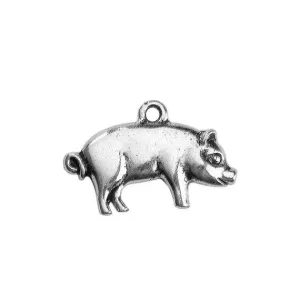 5 Pcs Tibetan Silver Pig Farm Animal 14X20mm 3D Charms Pendants