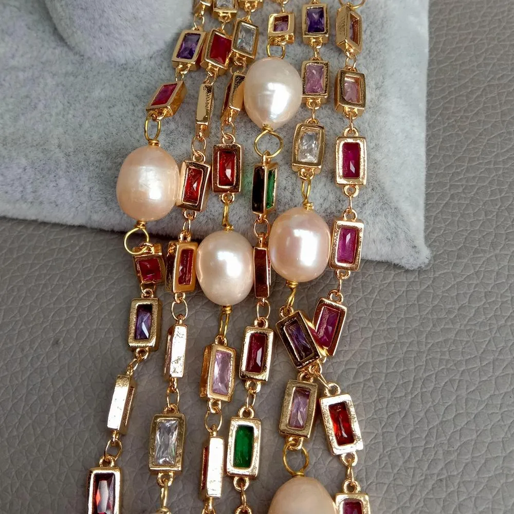 50" Cultured Pink Keshi Pearl Mixed Color Necklace