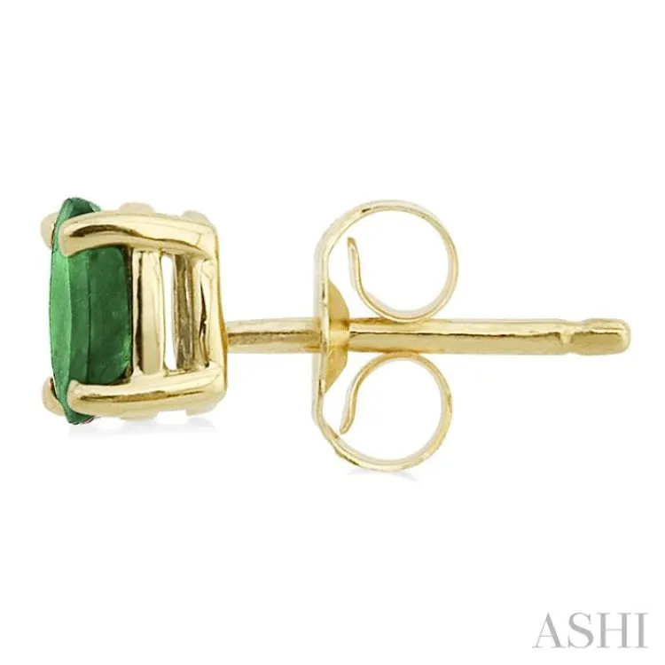 5x3MM Oval Cut Emerald Stud Earrings in 14K Yellow Gold