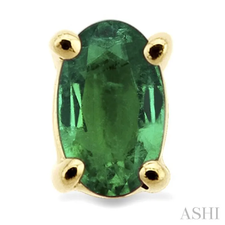 5x3MM Oval Cut Emerald Stud Earrings in 14K Yellow Gold