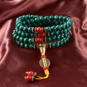 8mm Natural Malachite JapaMala 108 Mala Necklace