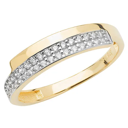 9CT GOLD 2 ROW PAVE SET CZ RING