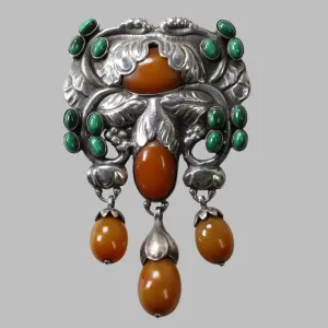 Antique Georg Jensen Jewelry | Rare Art Nouveau Master Brooch 96