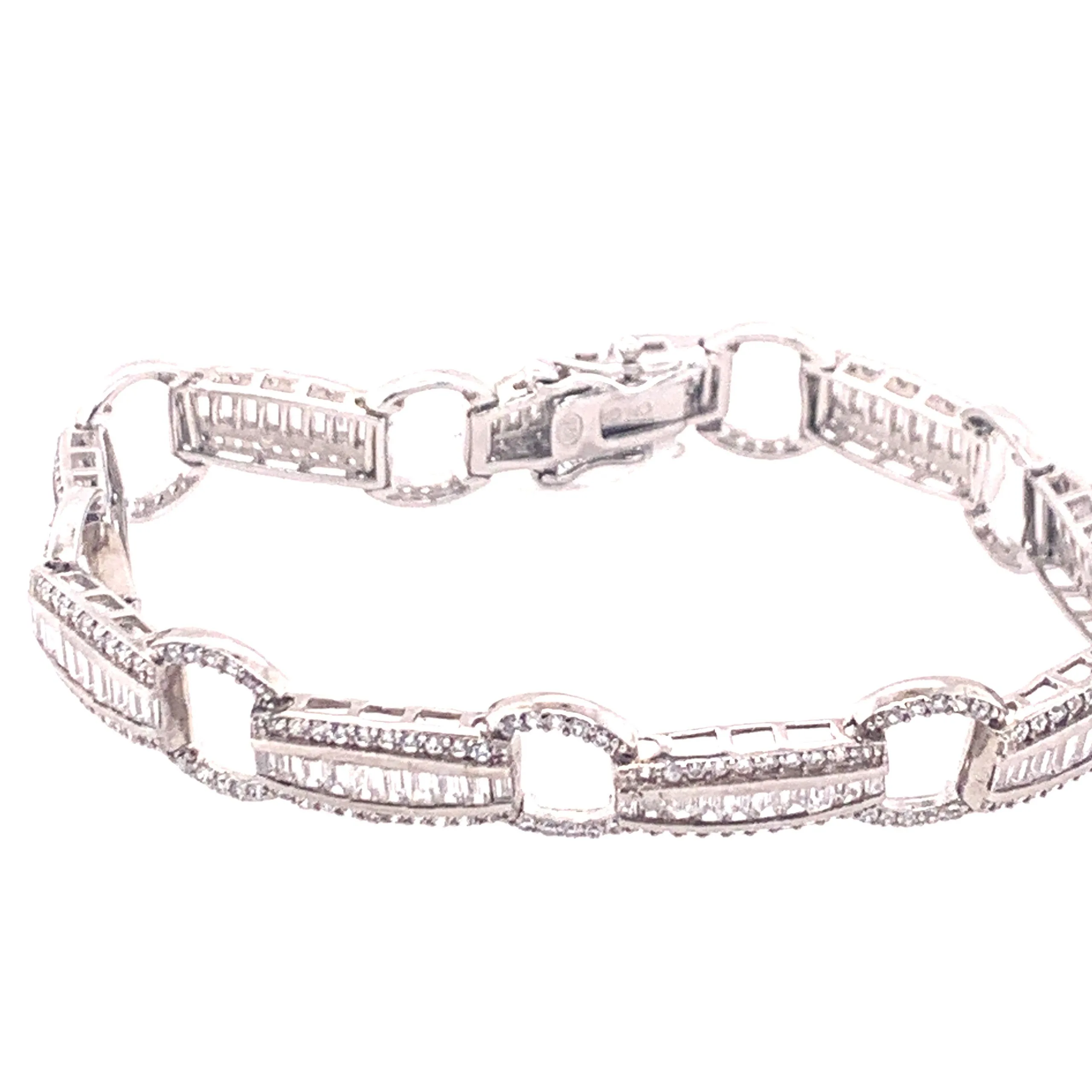 Baguette and Round Cubic Zirconia Bracelet