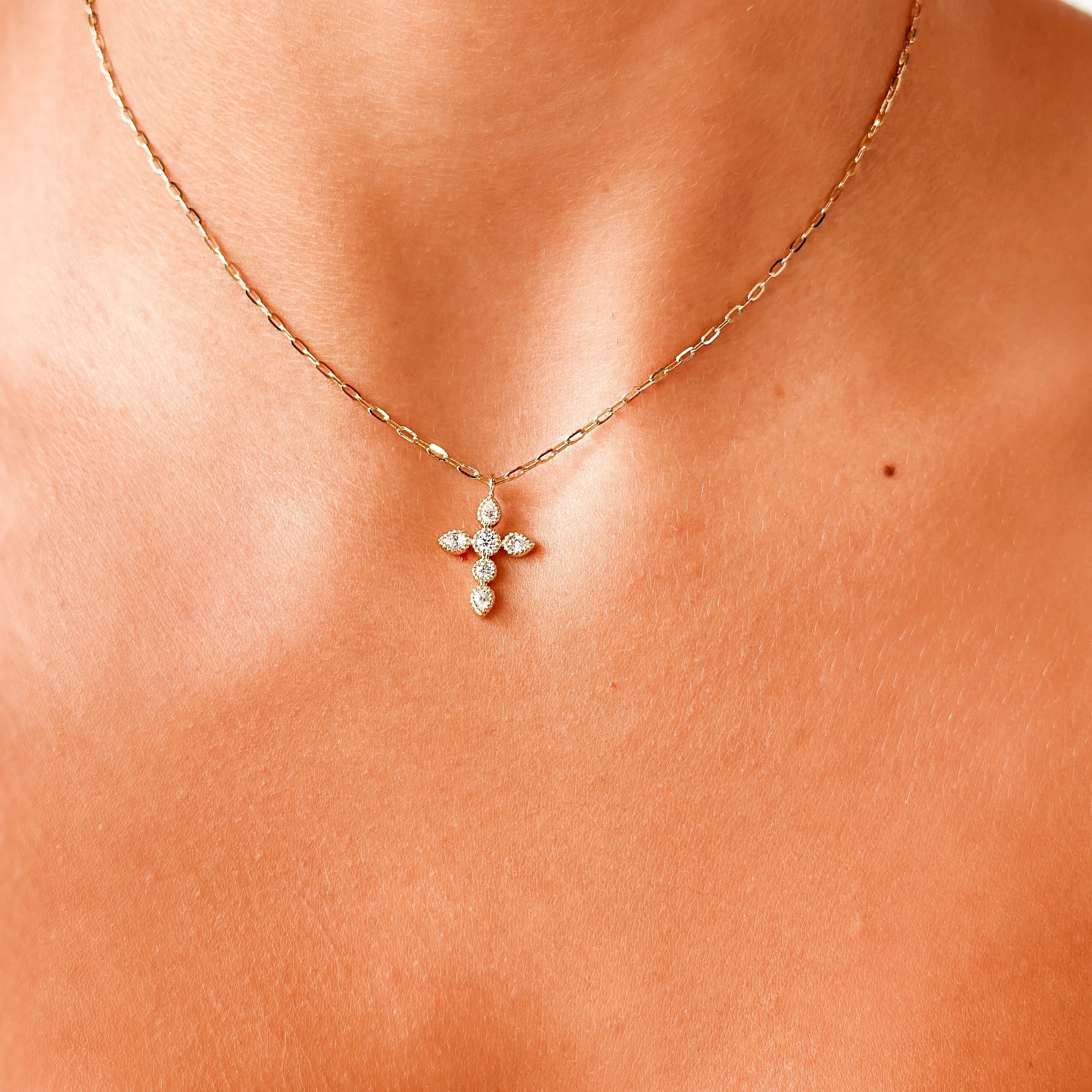 Bassali 14K Yellow Gold Diamond Cross Necklace