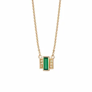 Beloved Green Onyx Baguette Necklace 18ct Gold Plate