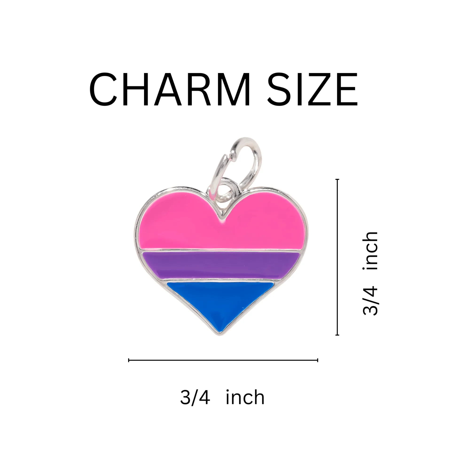 Bisexual Flag Heart Silver Beaded Bracelets