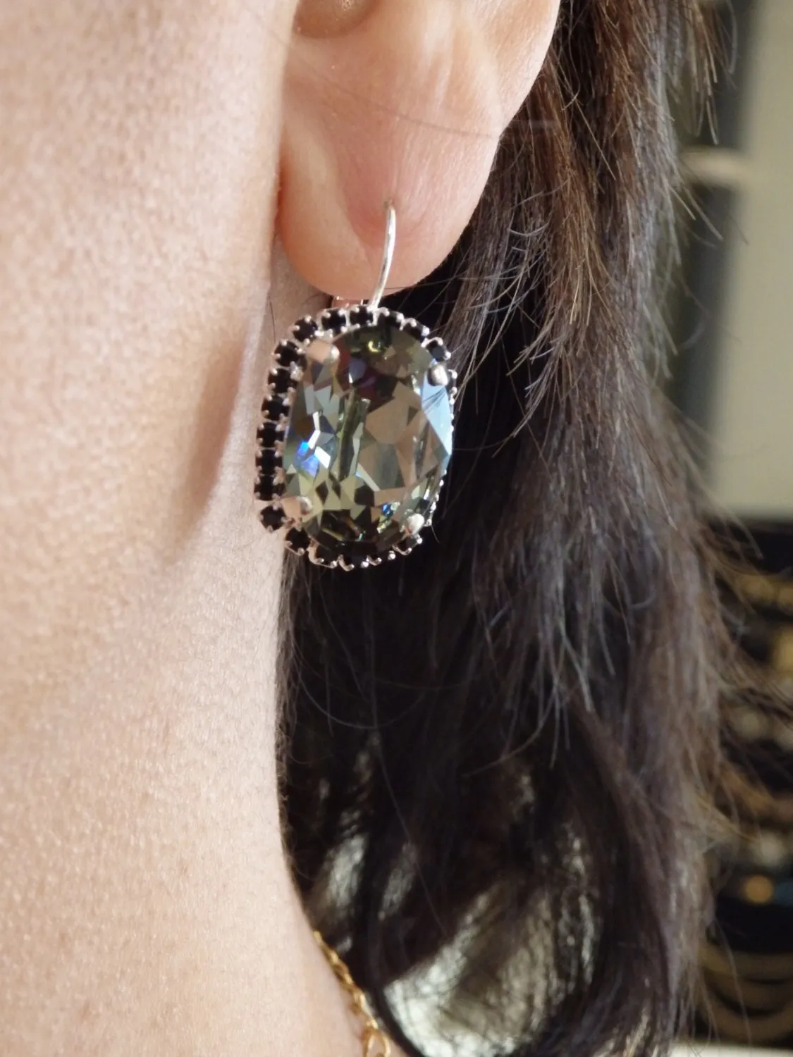 black diamond drop earrings