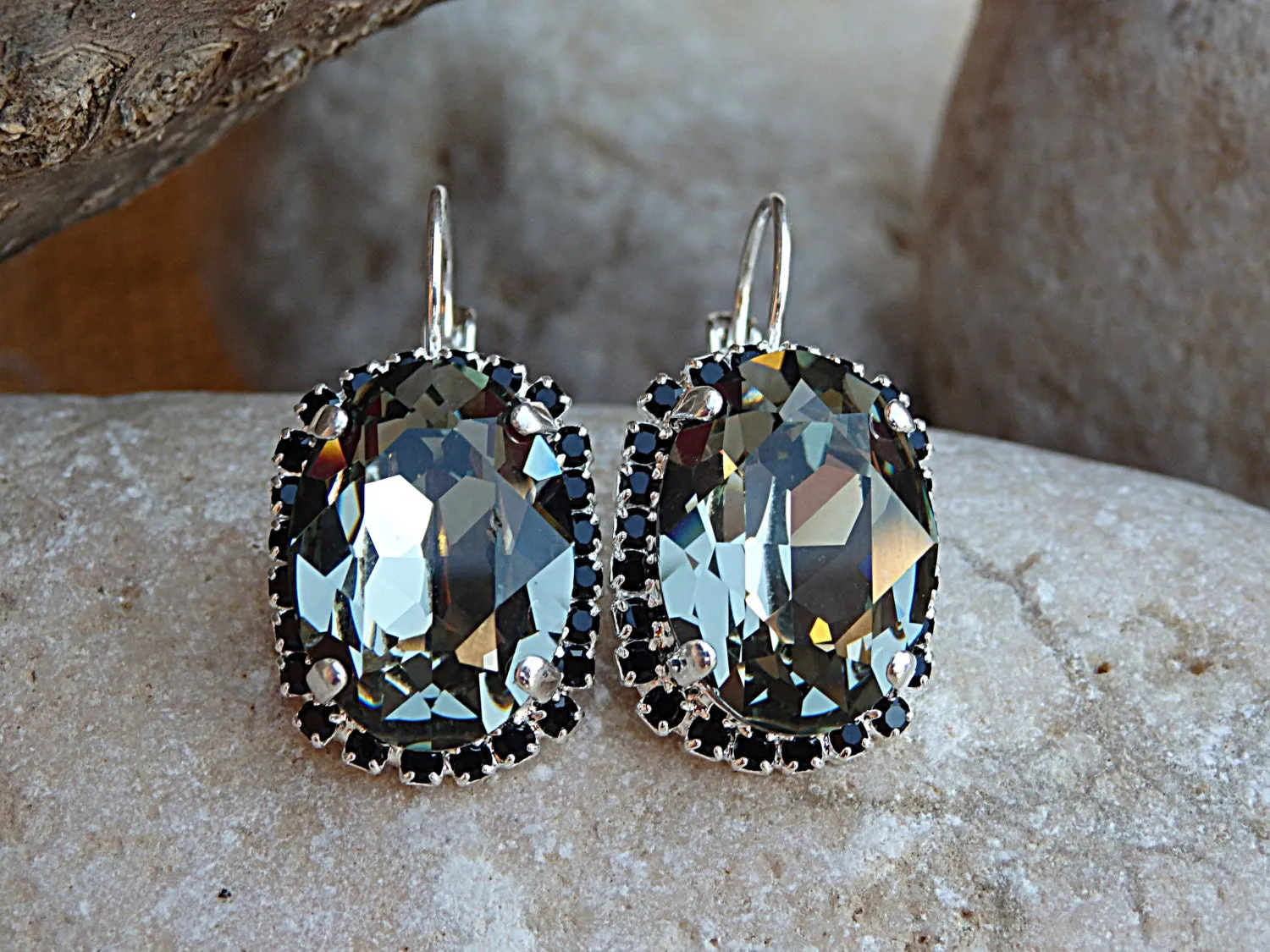 black diamond drop earrings