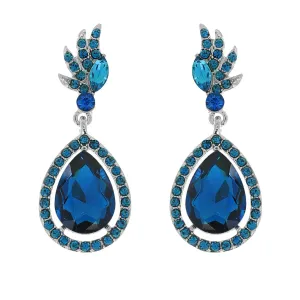 Blue Zircon Teardrop Wing Accent Earrings