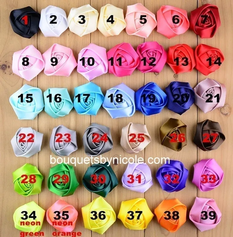 BM-004 ~ Red Satin Roses Brooch Budget Bouquet or DIY KIT