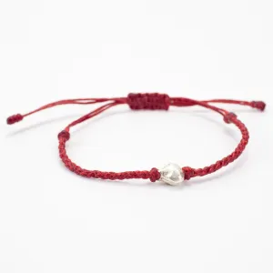 Bracelet with Heart Silver Charm in Red